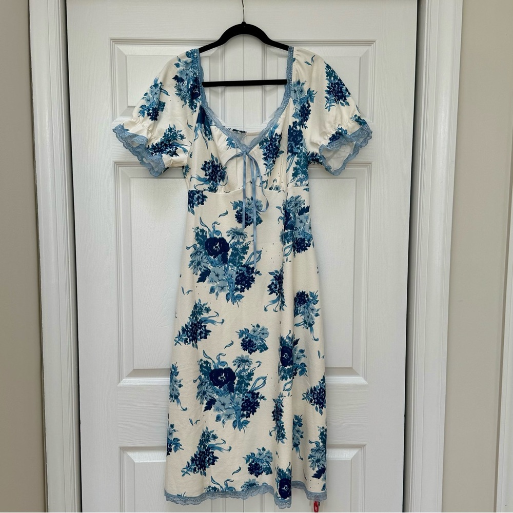 Floral Blue & White Dress